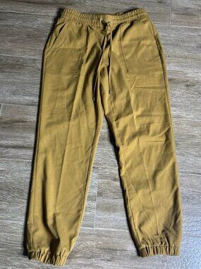 Nine West Joggers Women M Mustard Brown Casual Tapered Pants